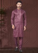 Pure Silk Magenta Ceremonial Wear Embroidery Work Readymade Kurta Pajama